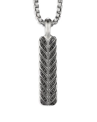 David Yurman Sterling Silver Chevron Ingot Pendant with Black Diamonds ...