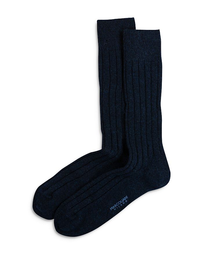 Marcoliani Ribbed Dress Socks In Navy