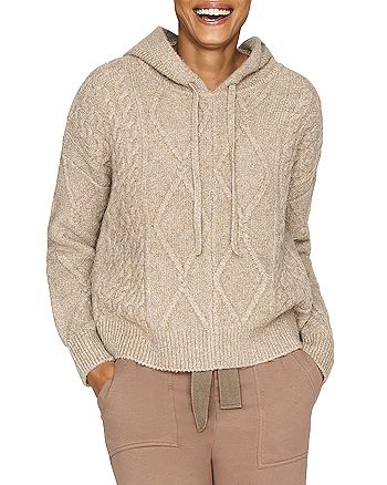 b new york - Recycled Cropped Cable Knit Hoodie