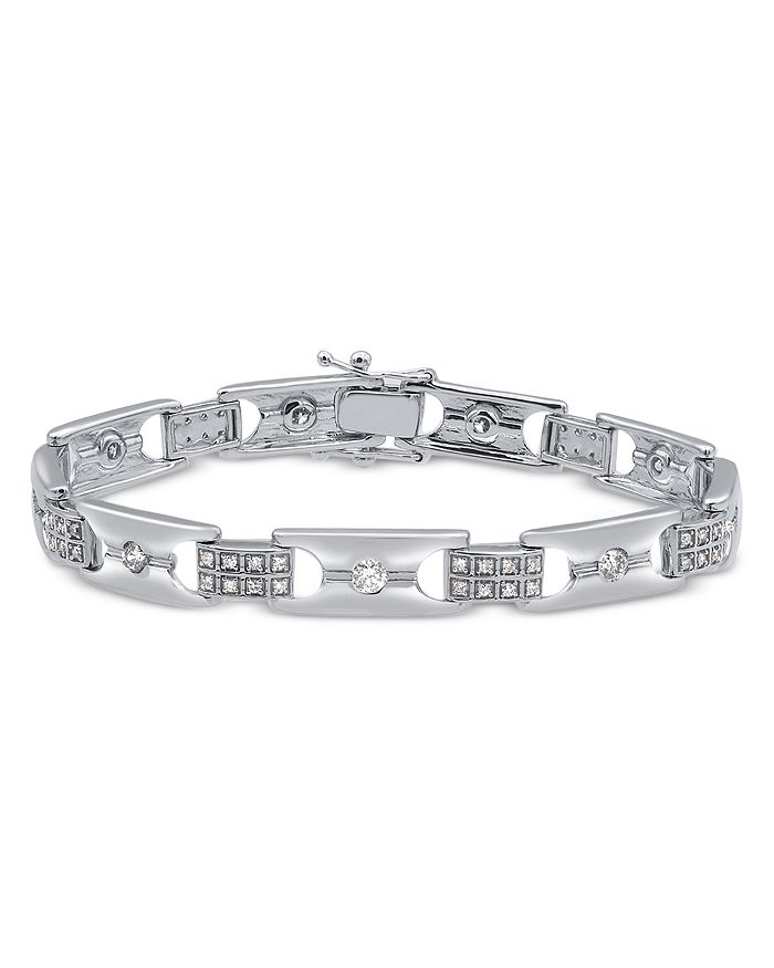 Bloomingdale's Men's Diamond Link Bracelet In 14k White Gold, 1.25 Ct. T.w. - 100% Exclusive