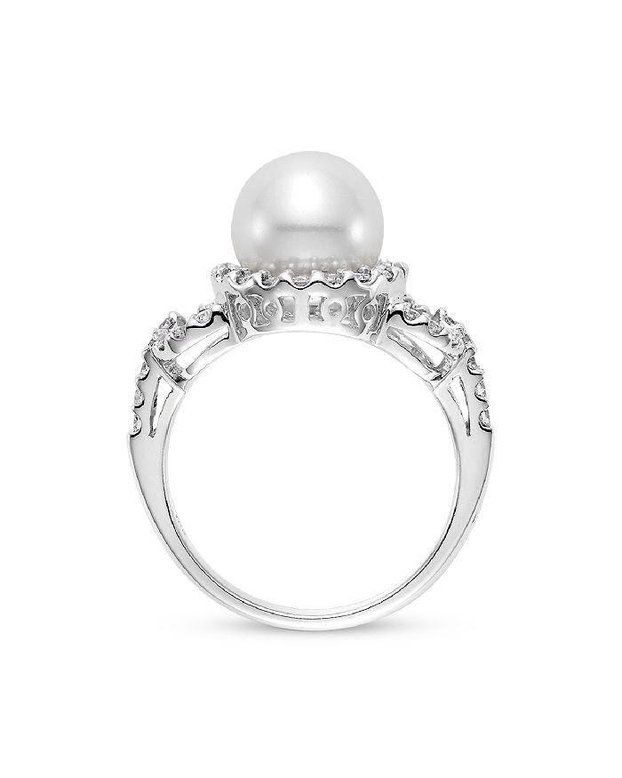 Mastoloni Mastolini 18k White Gold Cultured Freshwater Pearl & Diamond Link Ring