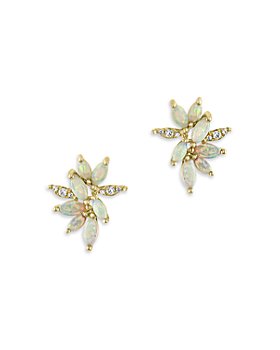 Bloomingdale's - Opal & Diamond Cluster Stud Earrings in 14K Yellow Gold - 100% Exclusive