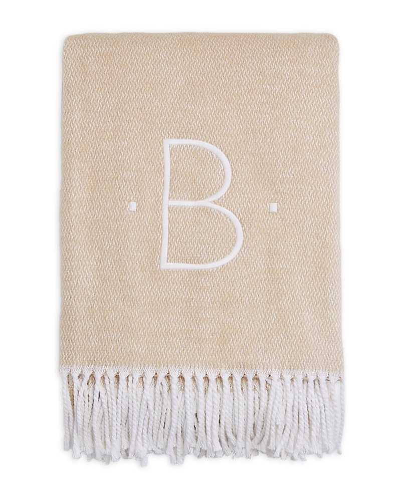 Matouk Monogrammed Pezzo Throw In Neutral