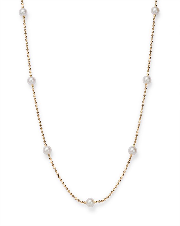 Shop Roberto Coin 18k Yellow Gold Cultured Pearl Necklace In White/gold