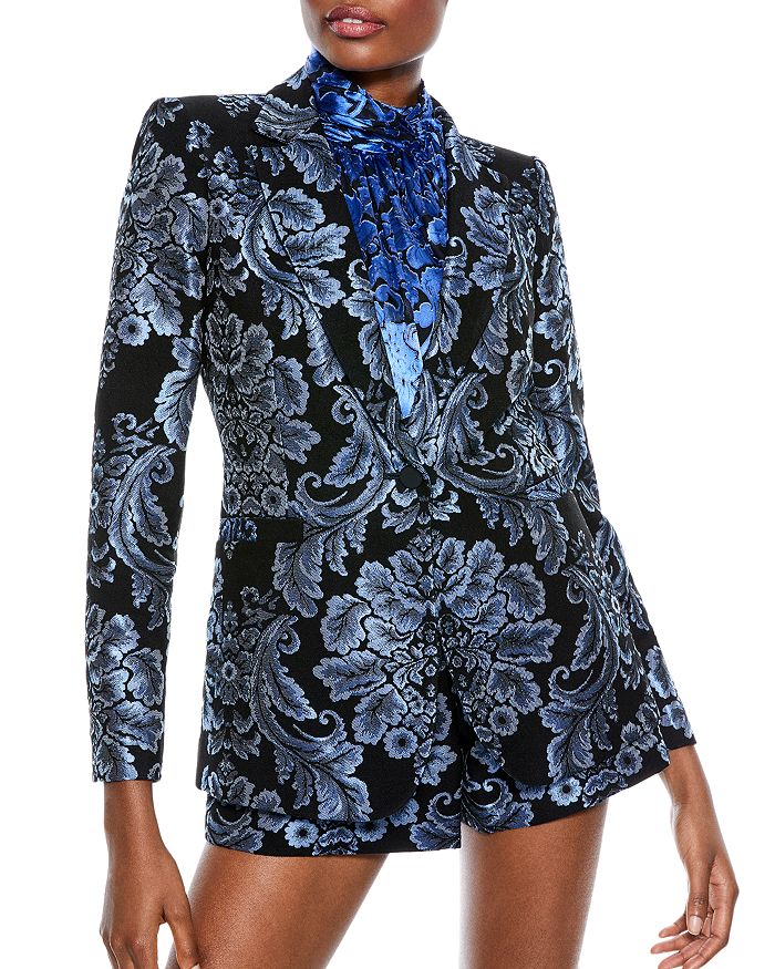 Alice And Olivia Alice + Olivia Bristol Patterned Blazer In Black/ultramarine