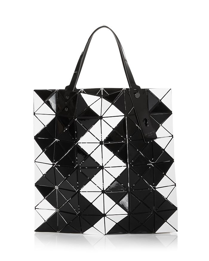 Bao Bao Issey Miyake White & Black Lucent Zigzag Tote Bag In White/black Zigzag Matte