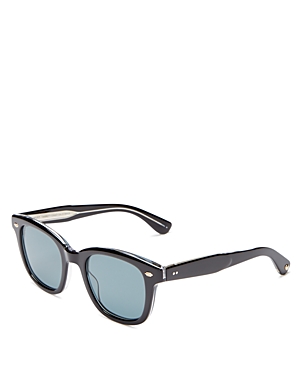 Shop Garrett Leight Square Sunglasses, 49mm In Black/blue Solid