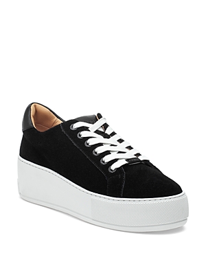 J/slides Women's Maya Lace Up Sneakers In Black Leather