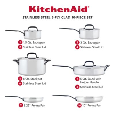 5-Ply Clad Stainless Steel 10-Piece Cookware Set