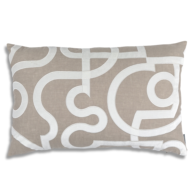 Lili Alessandra Geo Small Rectangle Pillow In Raffia/white