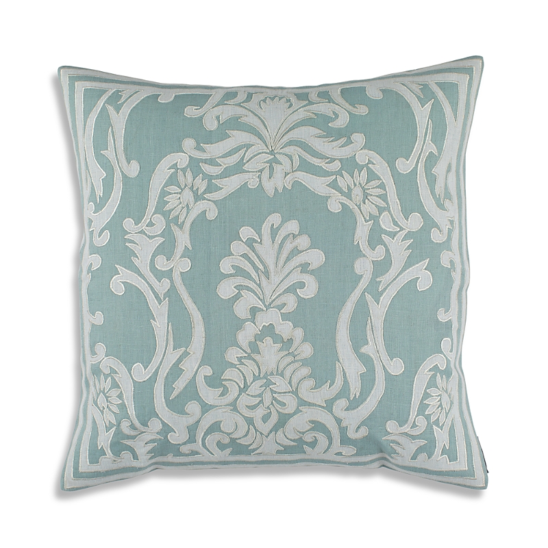 Lili Alessandra Louie Square Pillow In Spa/white