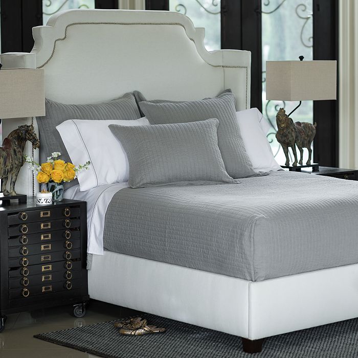 Lili Alessandra Tessa Quilted Coverlet, Queen In Light Gray