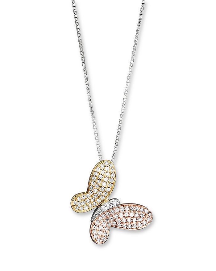 Bloomingdale's - Diamond Pav&eacute; Butterfly Pendant in 14K White, Yellow and Rose Gold, 0.40 ct. t.w.&nbsp;- 100% Exclusive