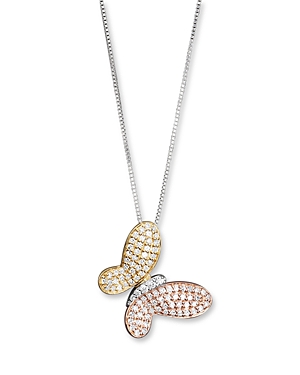 Diamond Pave Butterfly Pendant in 14K White, Yellow and Rose Gold, 0.40 ct. t.w.