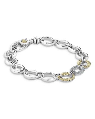 Sterling Silver & 18K Yellow Gold Caviar Lux Diamond Chain Bracelet