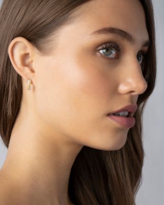 Sterling Silver & 18K Yellow Gold Caviar Lux Diamond Hoop Earrings