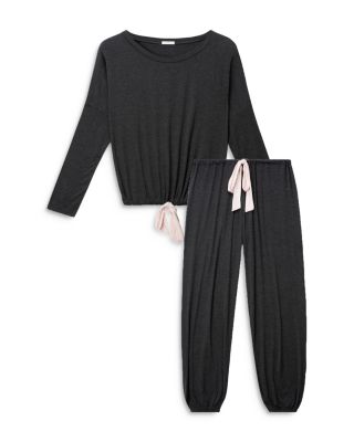 Eberjey Gisele Slouchy Stretch-jersey Pyjama Set In Charcoal/ivory