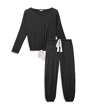 Eberjey Gisele Slouchy Stretch-jersey Pyjama Set In Charcoal/ivory