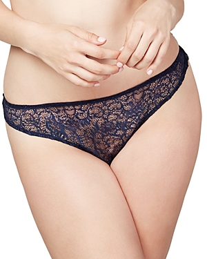 Liberte Bowery Scalloped Lace Thong In Midnight