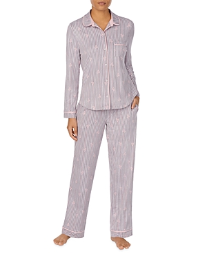 Jane & Bleecker New York Long Pajama Set In Heather Stripe