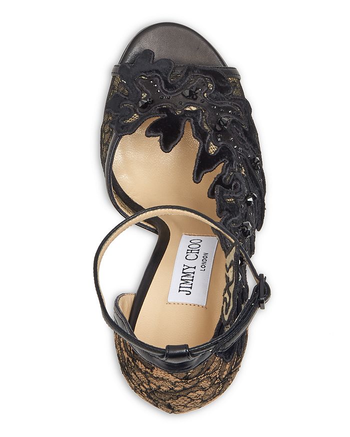 JIMMY CHOO WOMEN'S LUCELE 100 FLORAL ANKLE STRAP HIGH HEEL PUMPS