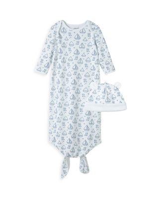 baby boy knotted gown and hat set