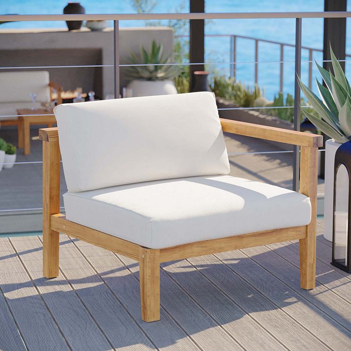 Shop Modway Bayport Outdoor Patio Teak Wood Chair In Natural White