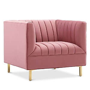 Modway Shift Channel Tufted Performance Velvet Armchair In Dusty Rose