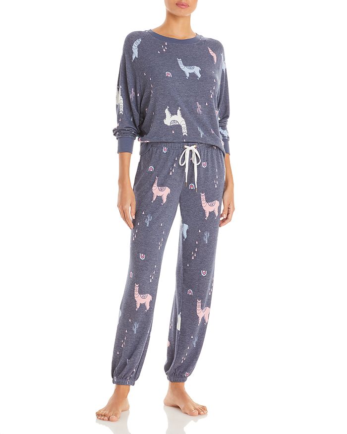 Honeydew Star Seeker Printed Pajama Set In Polar Llama