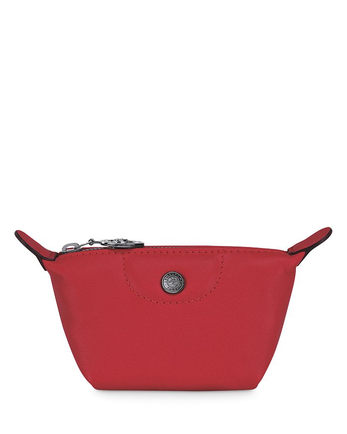 Longchamp Le Pliage Cuir Mini Leather Coin Purse In Red