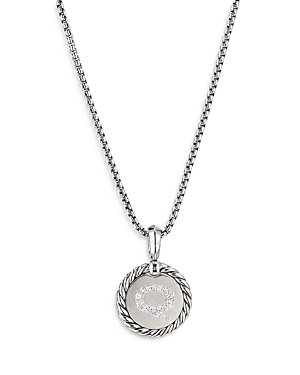 David Yurman Sterling Silver Cable Collectibles Initial Charm Necklace with Diamonds, 18