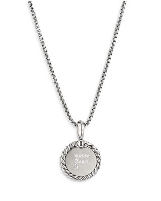 David Yurman Sterling Silver Cable Collectibles Initial Charm Necklace with Diamonds, 18