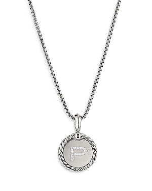 Photos - Pendant / Choker Necklace David Yurman Sterling Silver Cable Collectibles Initial Charm Necklace wit 
