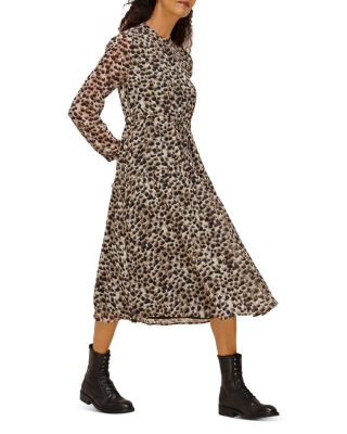 warehouse animal print midi dress