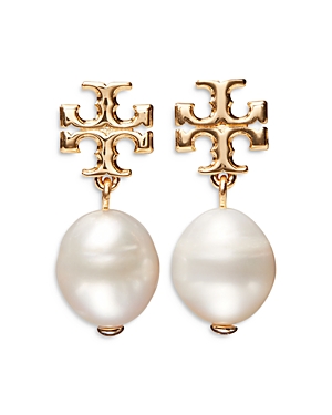 Tory Burch Kira Cultured Pearl Drop Earrings In Tory Gold / Ivory
