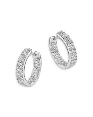 Bloomingdale's Fine Collection - Diamond Inside Out Hoop Earrings in 14K White Gold, 1.0 tcw