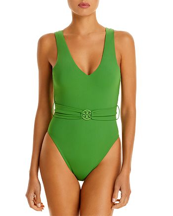 Tory Burch Miller Belted One Piece Swimsuit | Bloomingdale's