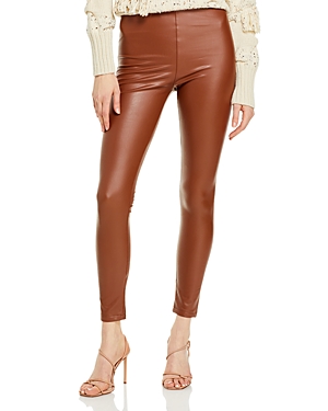 Aqua Faux Leather High Waist Leggings - 100% Exclusive In Medium Brown