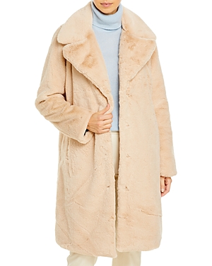 Aqua Faux-Fur Coat With Wide Lapels- 100% Exclusive