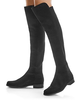 WOMENS OVER THE KNEE HIGH LEG ZIP LADIES STRETCH CALF FLAT LOW HEEL BOOTS SIZE 
