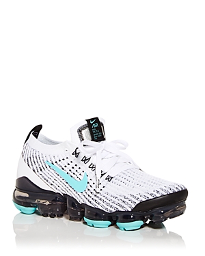 Nike Women's Air Vapormax Flyknit 3 Low Top Running Sneakers In White/light Blue
