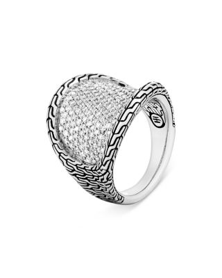 JOHN HARDY - Sterling Silver Classic Chain Diamond Pav&eacute; Saddle Statement Ring