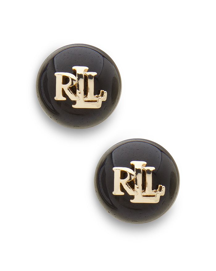 Ralph Lauren Lauren  Logo Stud Earrings In Jet