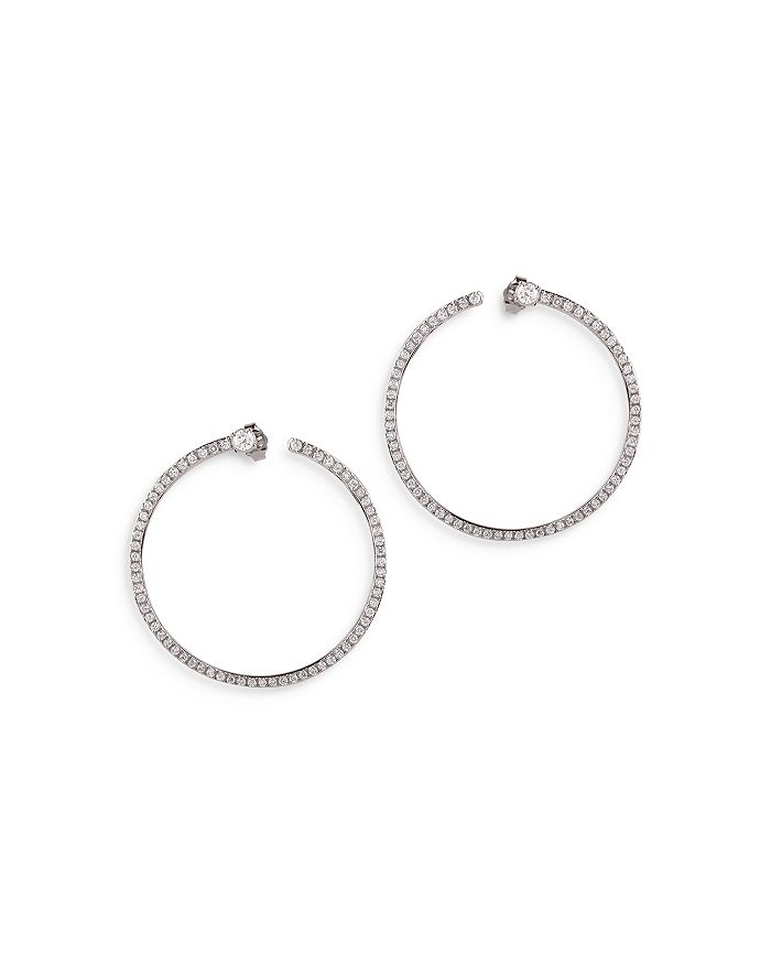 Bloomingdale's - Diamond Sideway Hoop Earrings in 14K White Gold, 2.0 ct. t.w. - 100% Exclusive