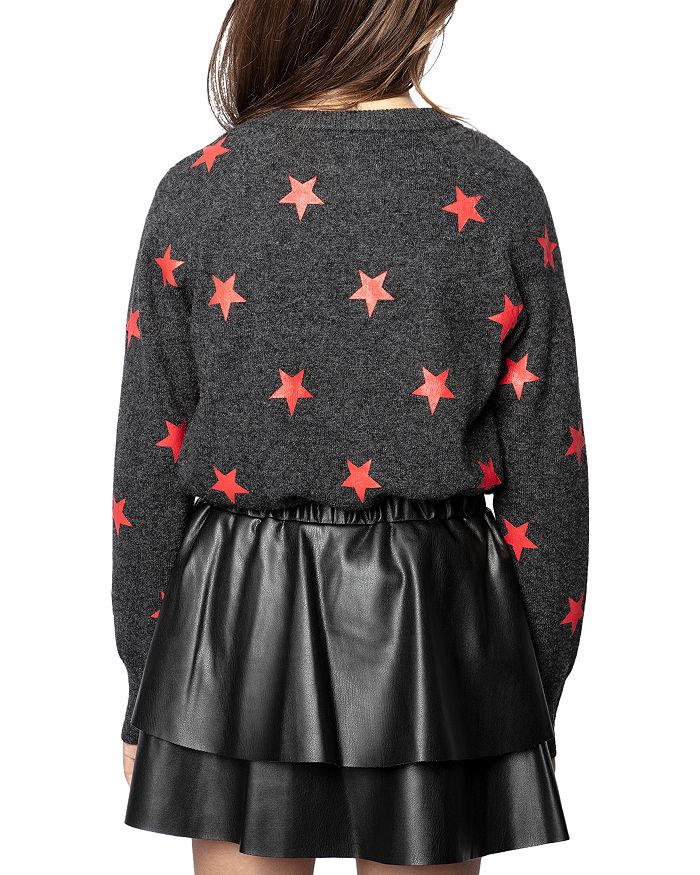Shop Zadig & Voltaire Girls' Ava Star Sweater - Little Kid, Big Kid In Gris