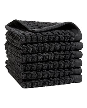 8 PC Set DKNY 2 Bath Towels 2 Hand Towels 4 Wash Cloths Black & White Monet  Tile