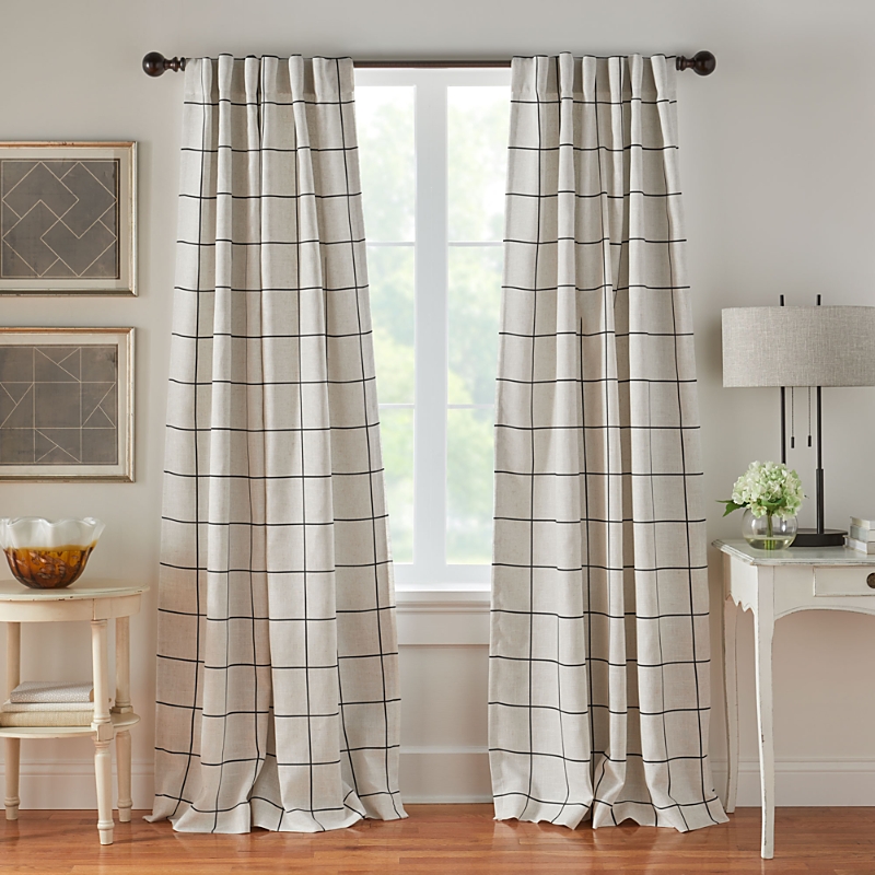 Elrene Home Fashions Erlene Home Fashions Brighton Windowpane Plaid Blackout Window Curtain Panel, 52 X 95 In Black