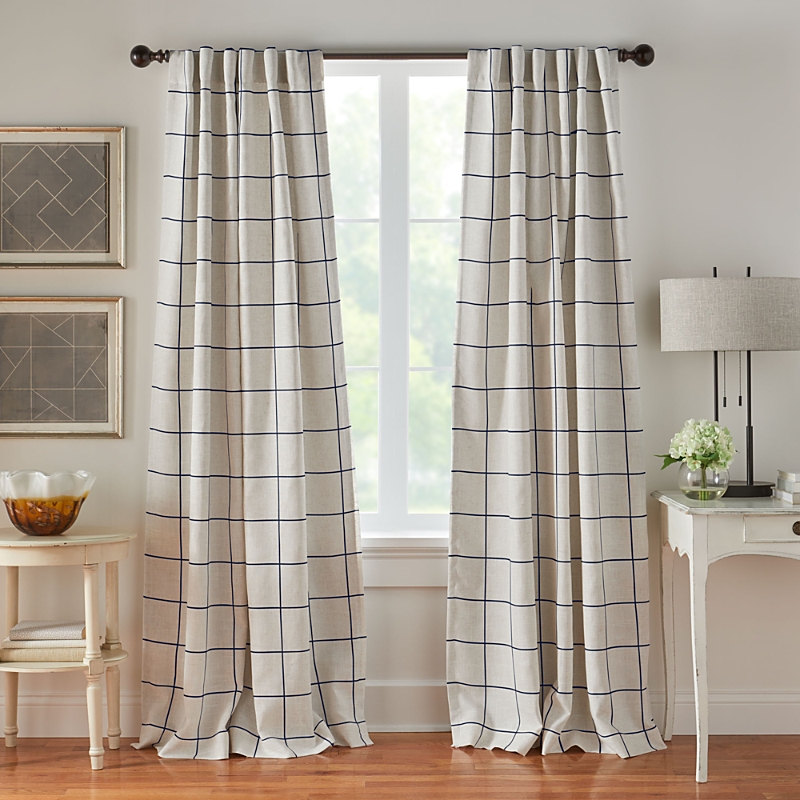 Elrene Home Fashions Erlene Home Fashions Brighton Windowpane Plaid Blackout Window Curtain Panel, 52 X 95 In Indigo