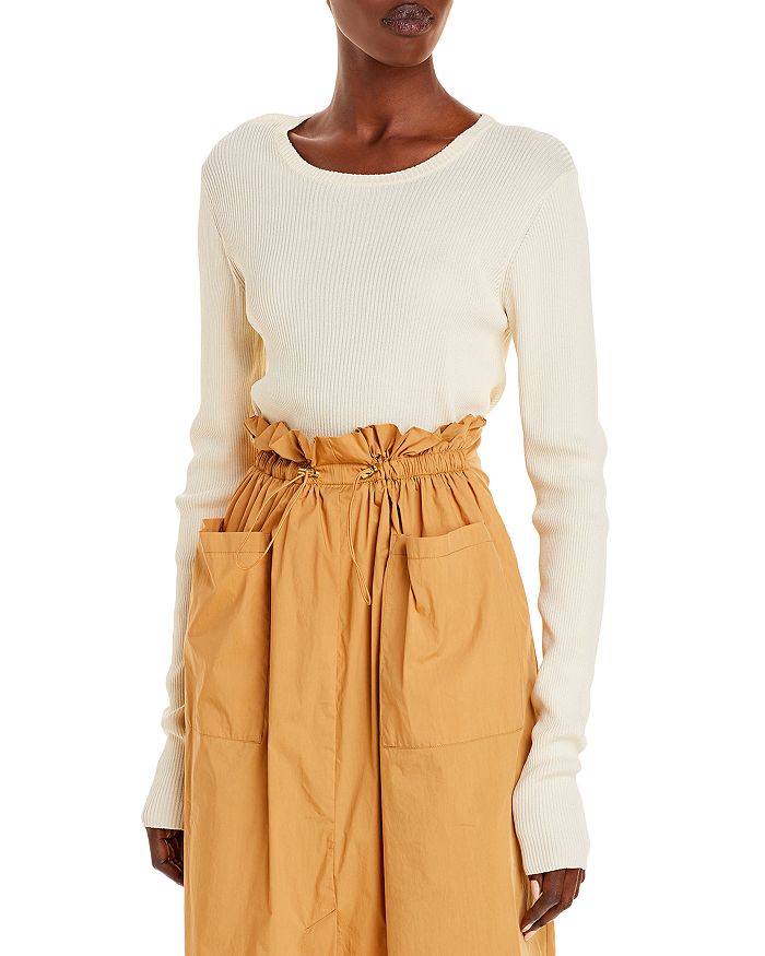 Remain Birger Christensen Basel Long Sleeve Open Back Knit Sweater In Birch