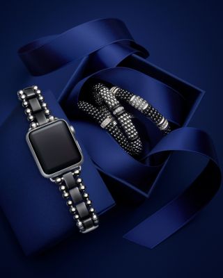 Black Ceramic Smart Caviar Apple™ Watch Band, 38mm-42mm